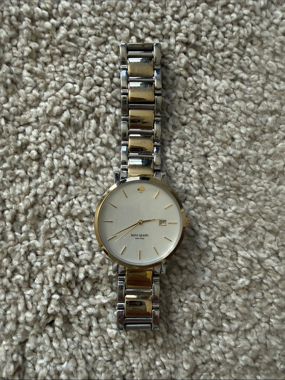 kate spade Two-Tone Silver and Gold Round Accent Timepiece